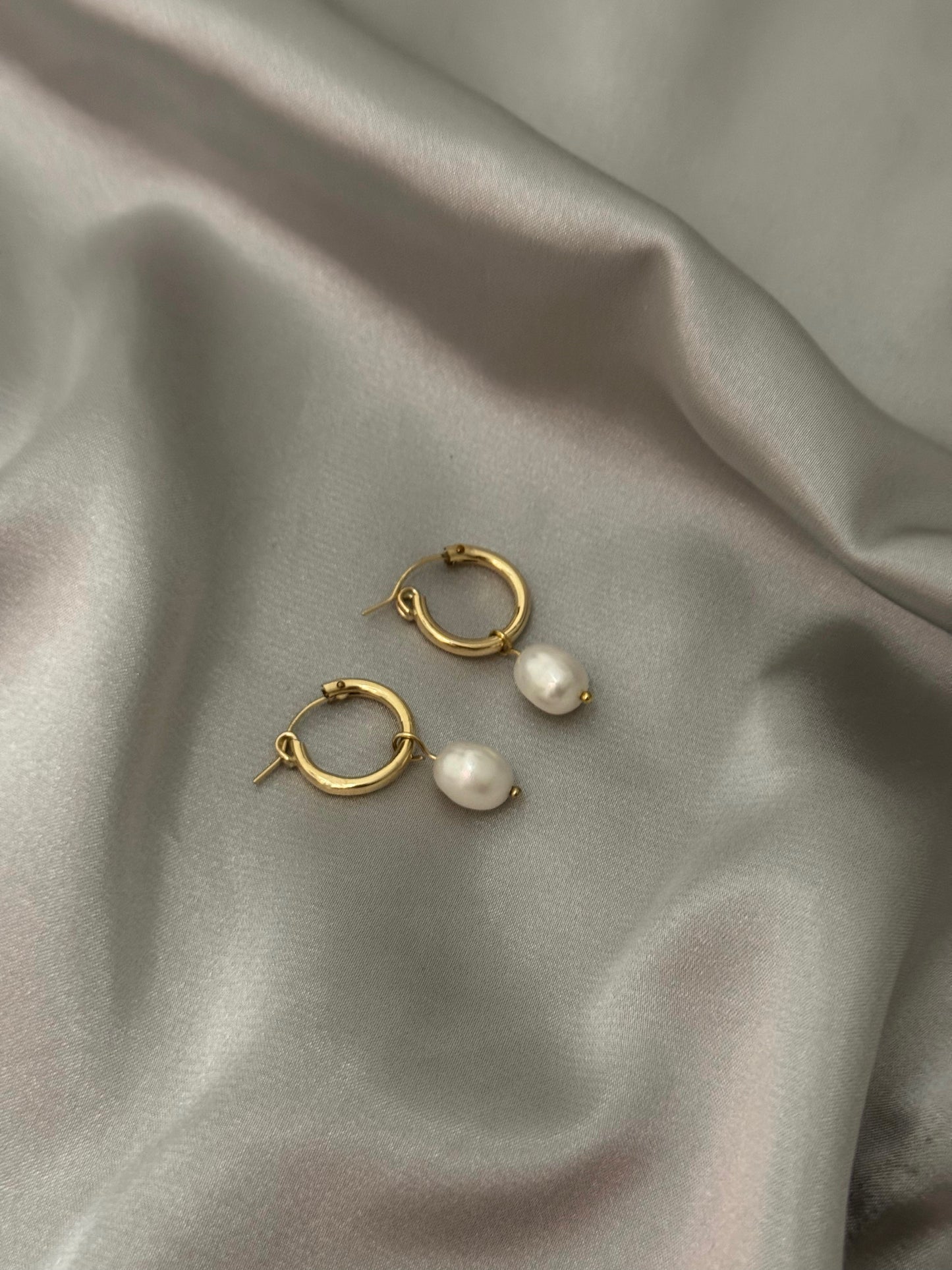 Golden Pearl Hoops