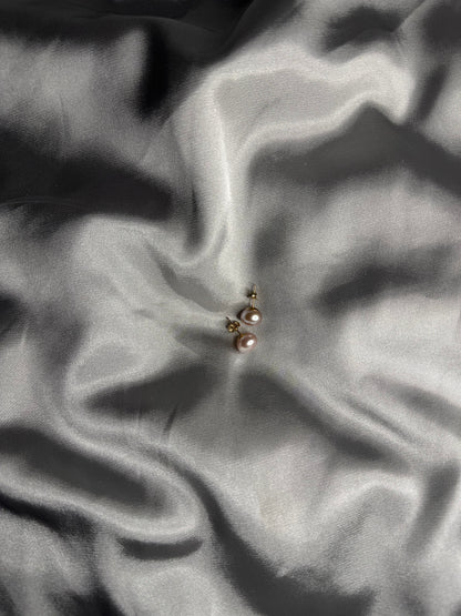 Rose Button Pearl Earrings