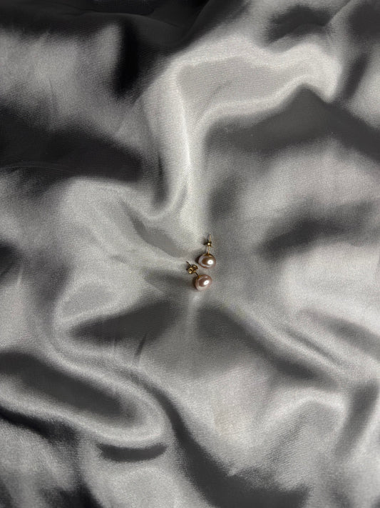 Rose Button Pearl Earrings