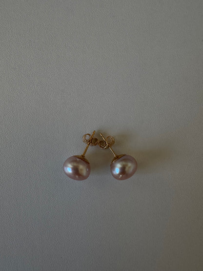 Rose Button Pearl Earrings