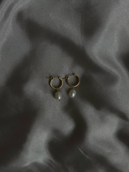 Golden Pearl Hoops