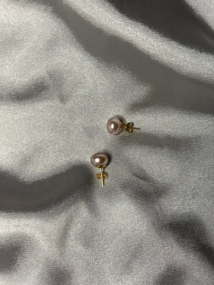 Rose Button Pearl Earrings