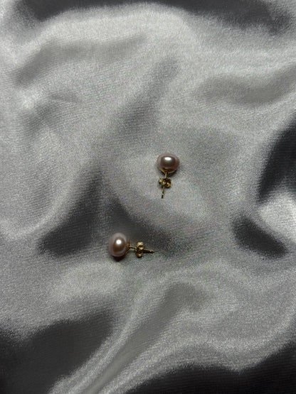 Rose Button Pearl Earrings