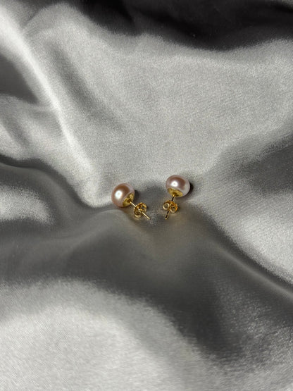 Rose Button Pearl Earrings