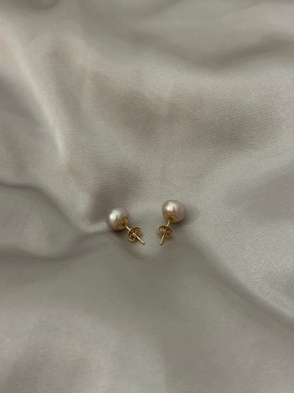 Rose Button Pearl Earrings