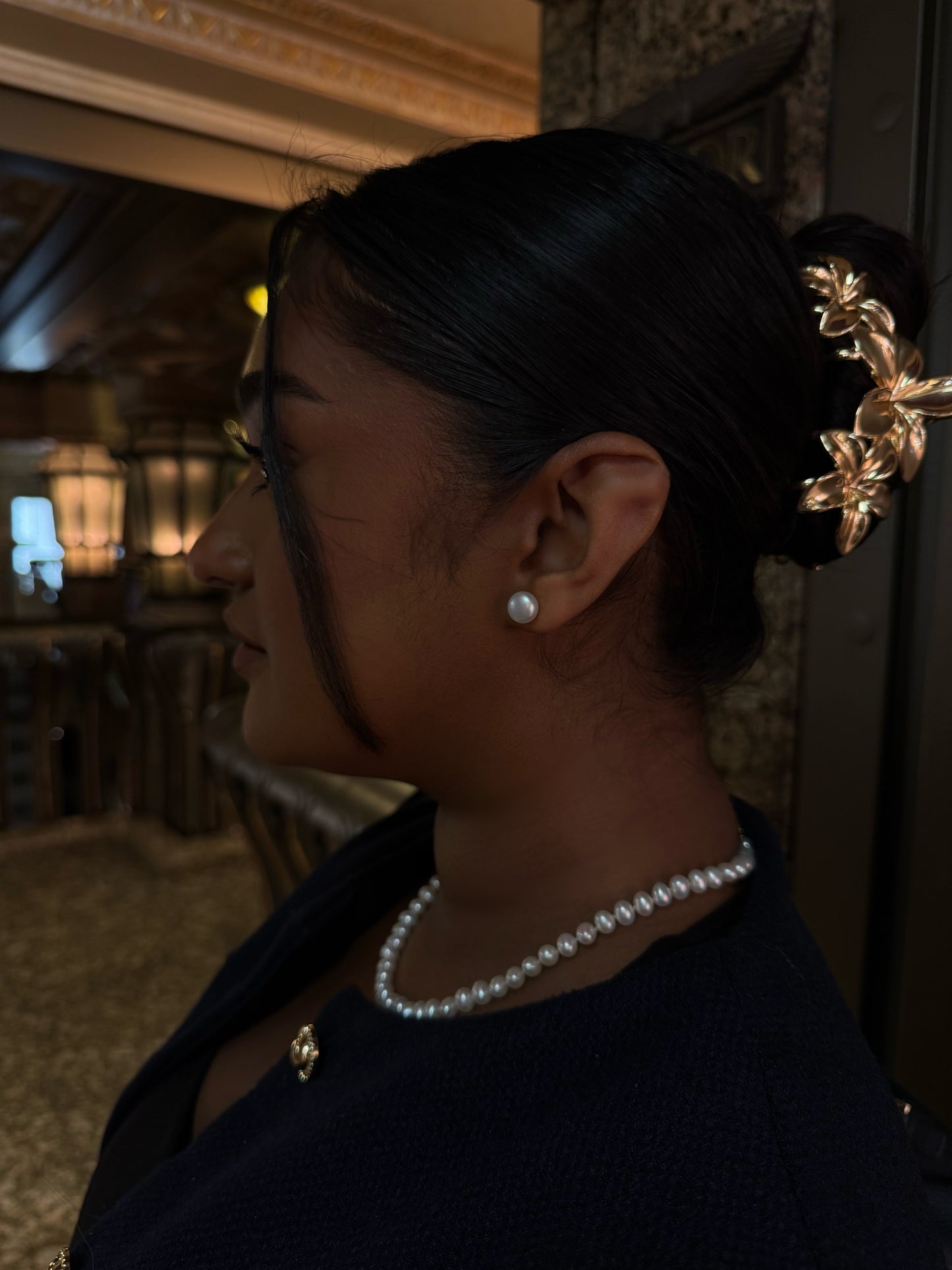 White Button Pearl Earrings